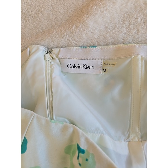 Calvin Klein Blue White Floral Watercolor Strapless Dress Blue/turquoise Size 12 - Picture 13 of 16